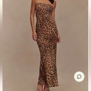 Meshki Strapless Leopard Print Dress